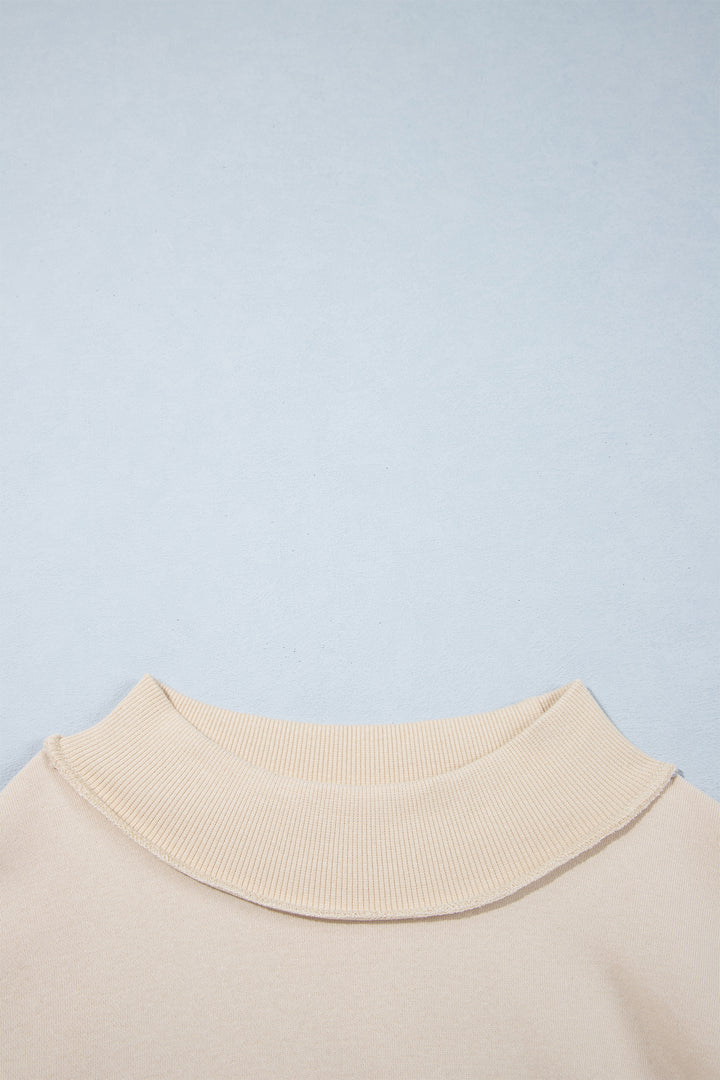 Beige CHRIST IS KING Embroidery High Neck Baggy Sweatshirt