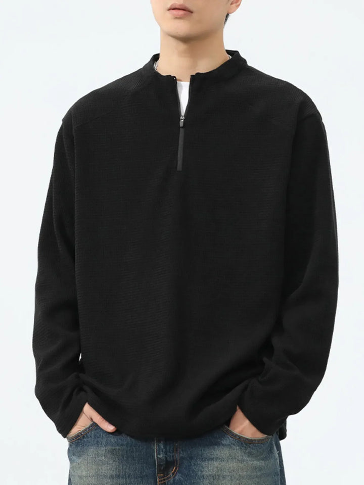 Men's Plus Size Quarter-Zip Long Sleeve T-Shirt