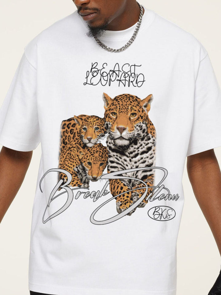 Men's Vintage Leopard Graphic Round Neck T-Shirt