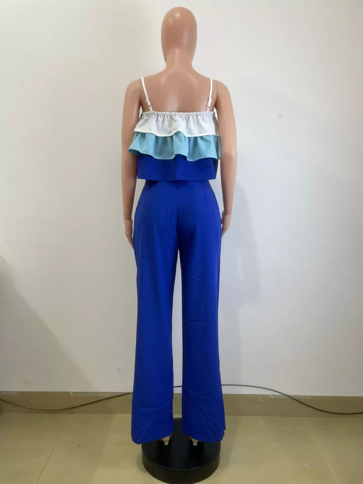 Layered Ruffle Crop Top and Pants Set