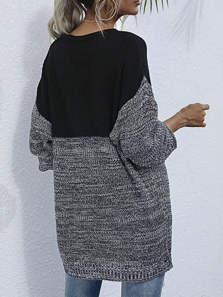 Color Block Long Sleeve Oversized Sweater