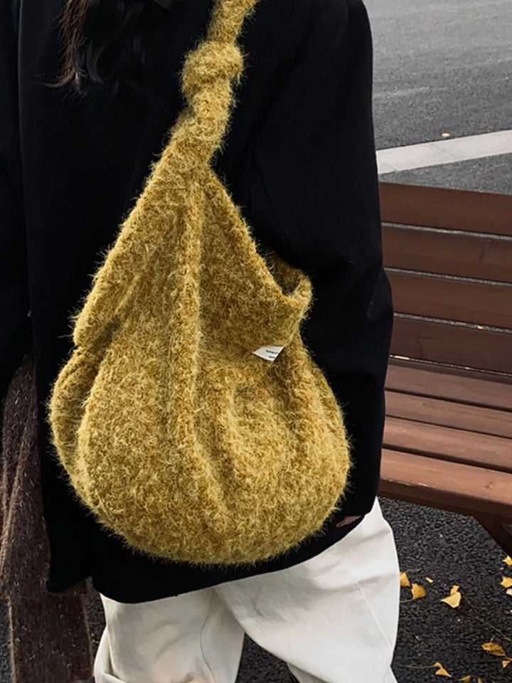Fuzzy Solid Color Crossbody Bag