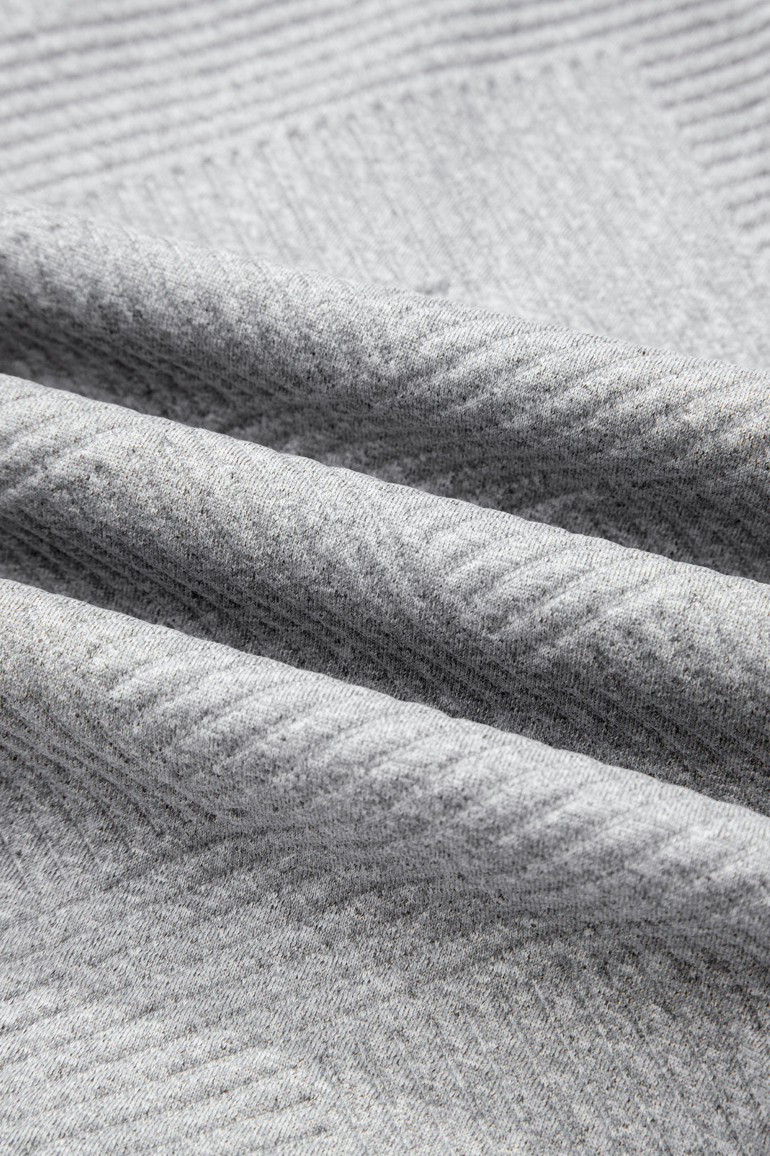 Medium Grey Trendy Textured Half Zip Loose Sweatshirt