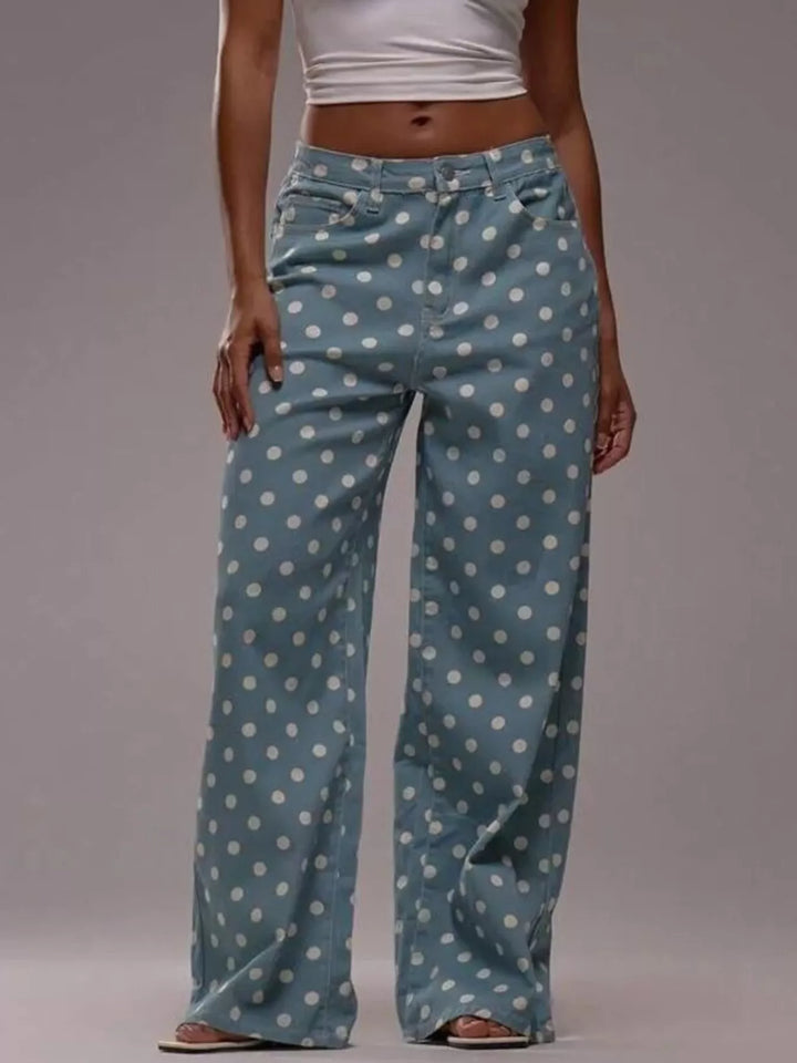 Polka Dot Wide Leg Jeans