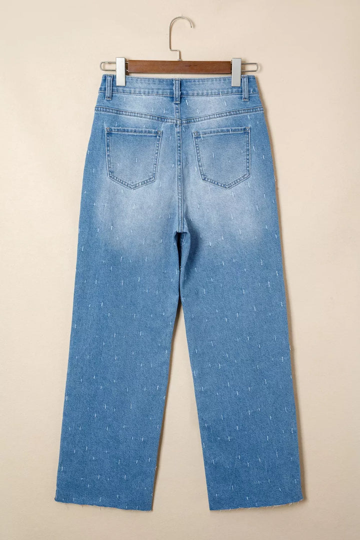 Distressed Detail Tummy Control Raw Hem Jeans