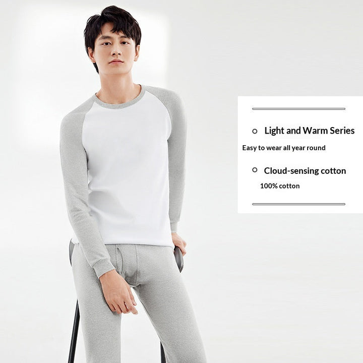 100 Cotton Antibacterial Autumn Top And Bottom Set Mens Thermal Underwear