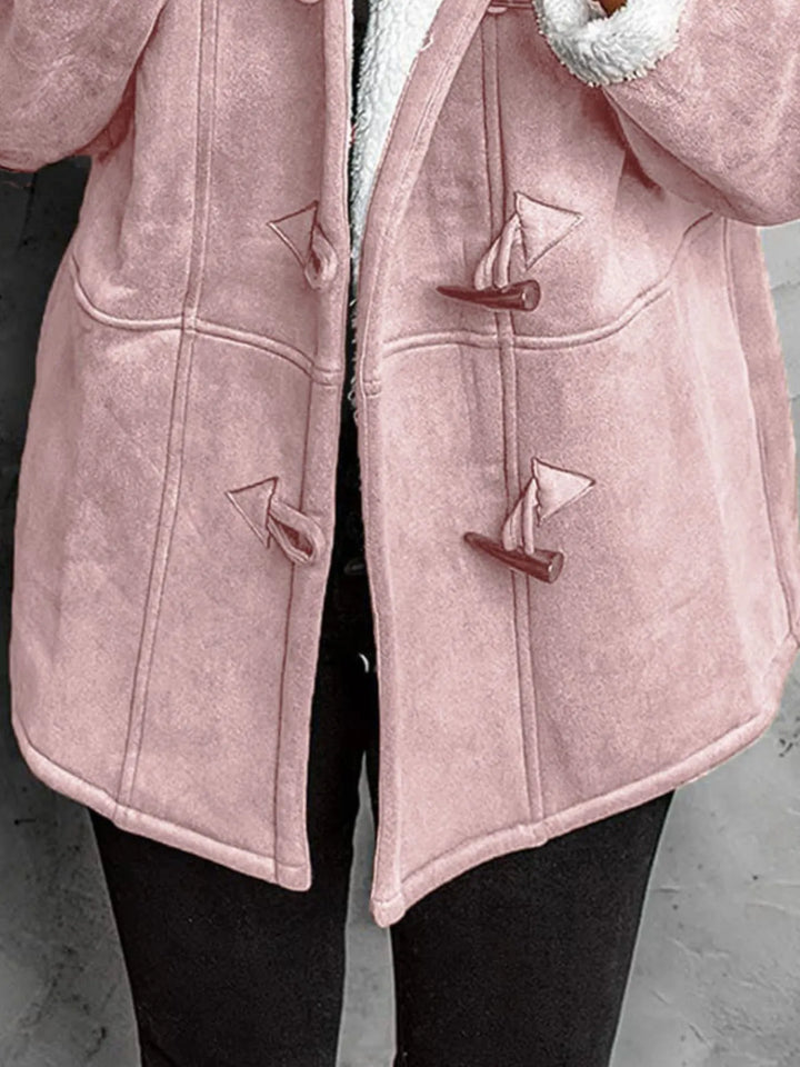 Full Size Cozy Sherpa Lined Toggle Coat with Hood Plus Size