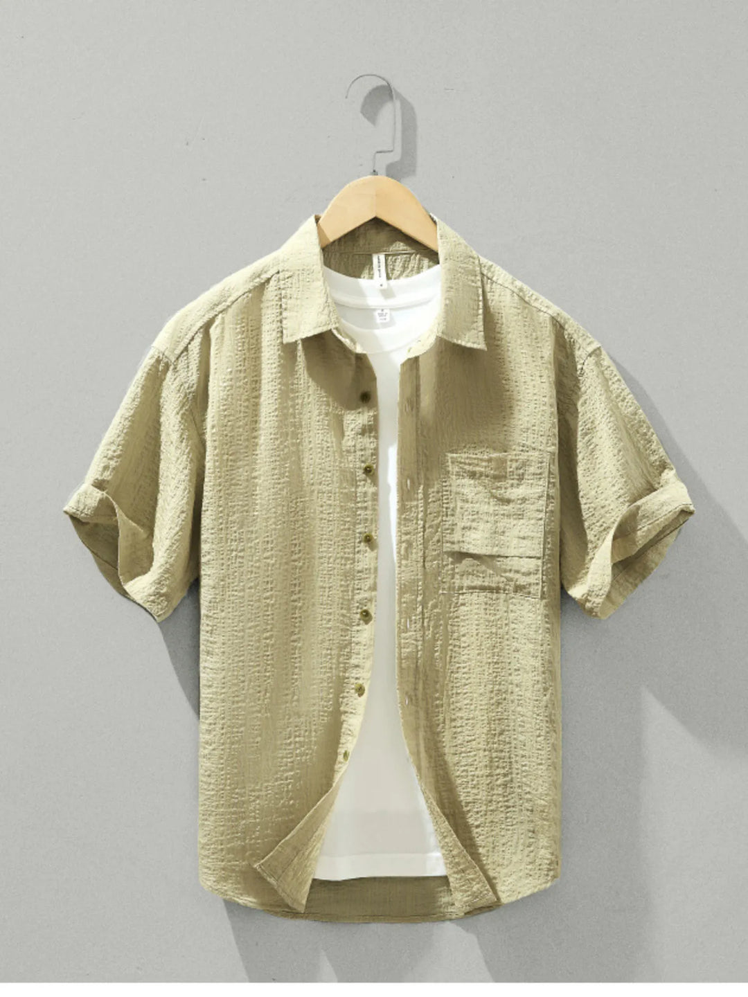 Men's Plus Size Textured Short Sleeve Casual Shirt