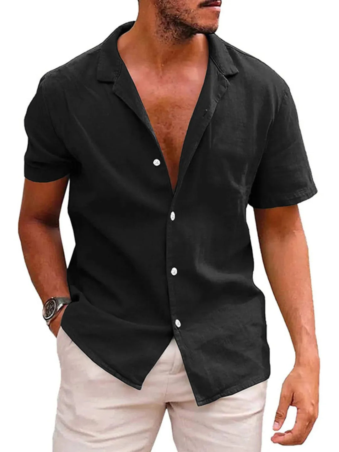 Men's Casual Short Sleeve Button-Up Shirt
