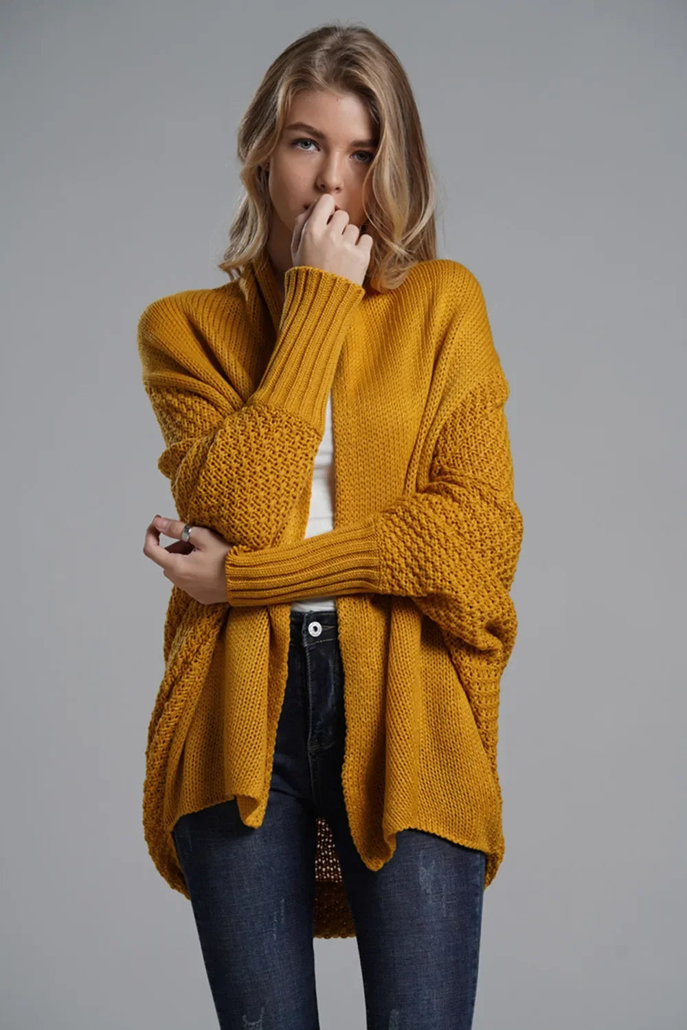Open Front Batwing Sleeve Cardigan