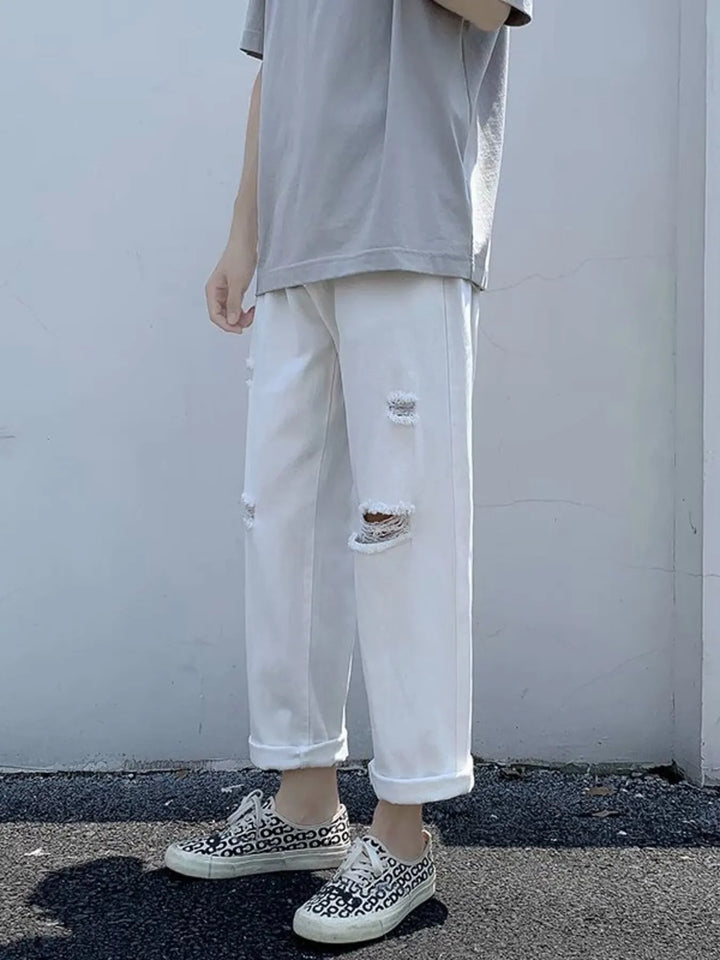 Men's Full Size Distressed Straight-Leg Jeans Plus Size