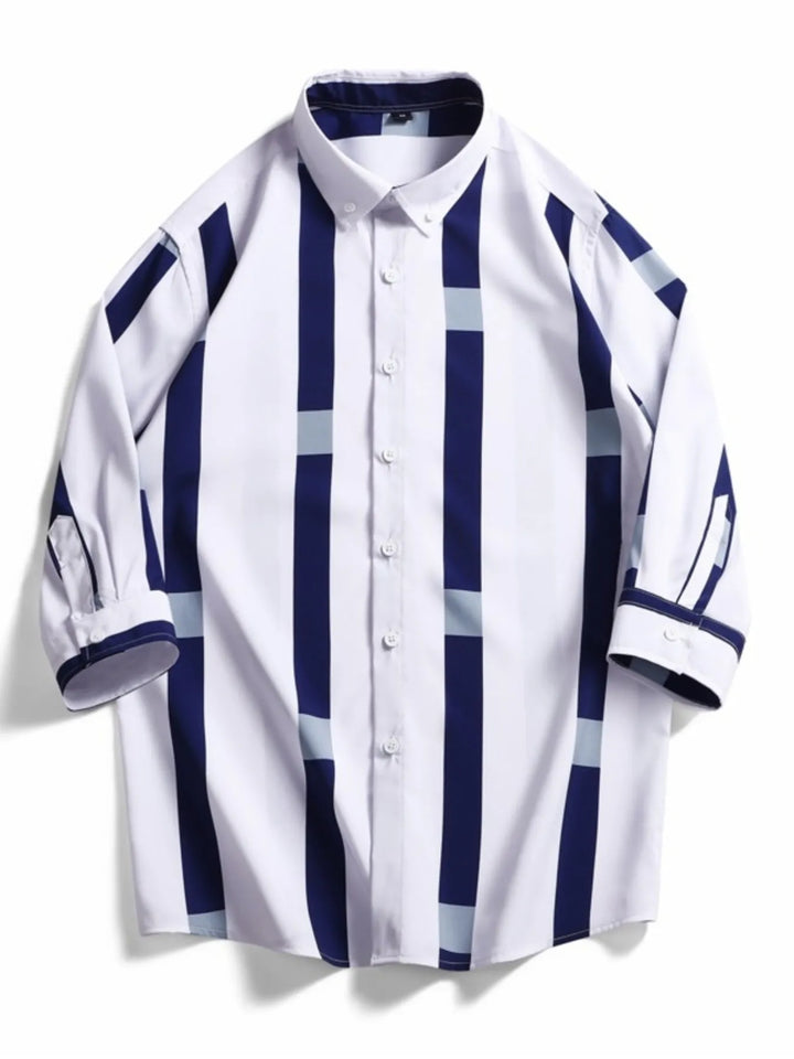 Men's Plus Size Striped Print Casual Shirt