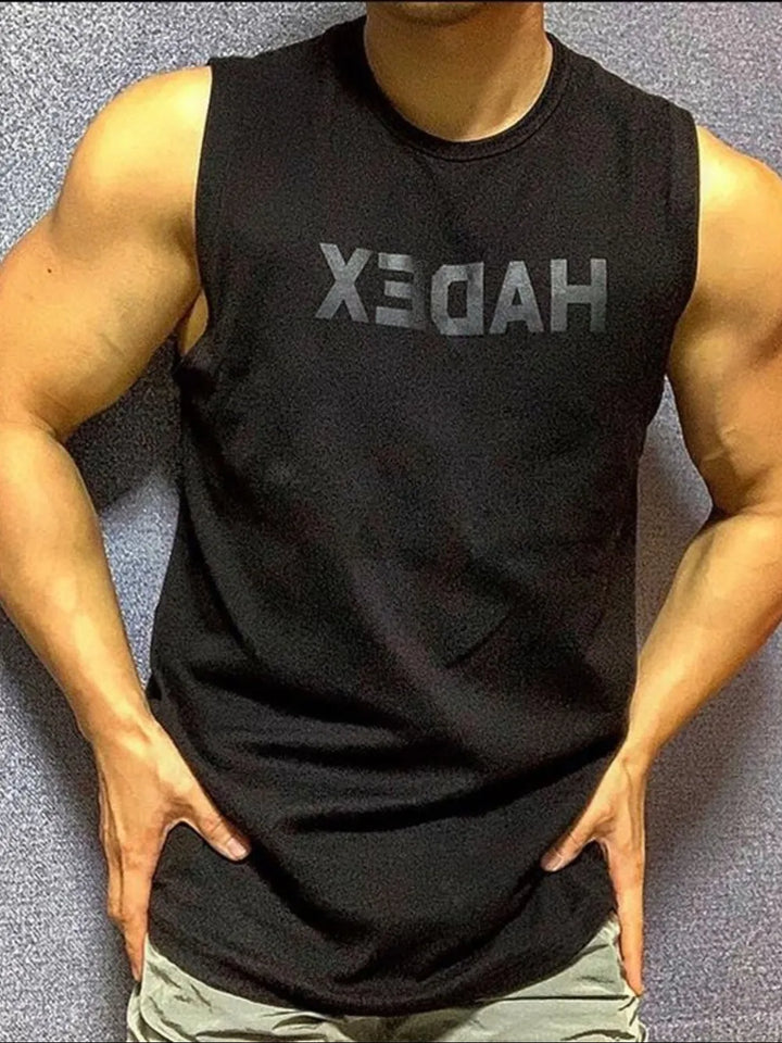 Men's Plus Size Round Neck Letter Graphic Tank