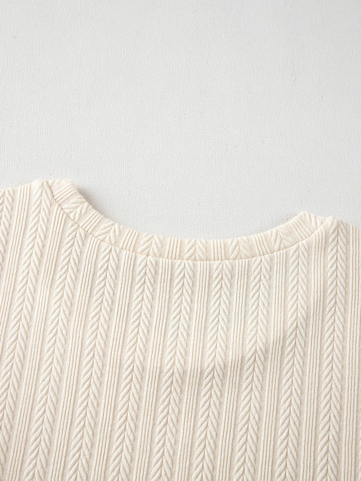 Polka Dot Mesh Puff Sleeve Textured Blouse