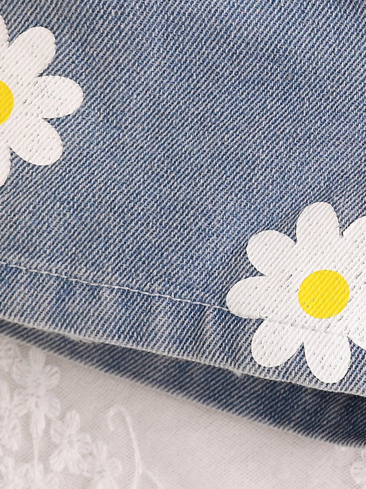 Children's Daisy Print Cami and Denim Shorts Set