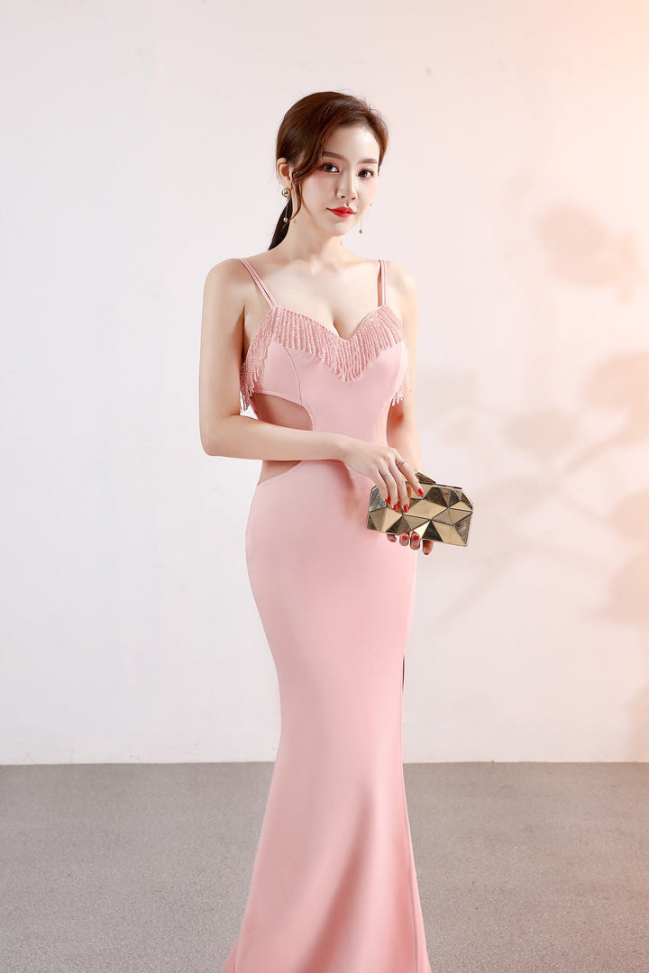 Sling Deep V Plunge Evening Party Dress Long Sexy Slim Fit Slit Nightclub Performance Socialite Evening Dress