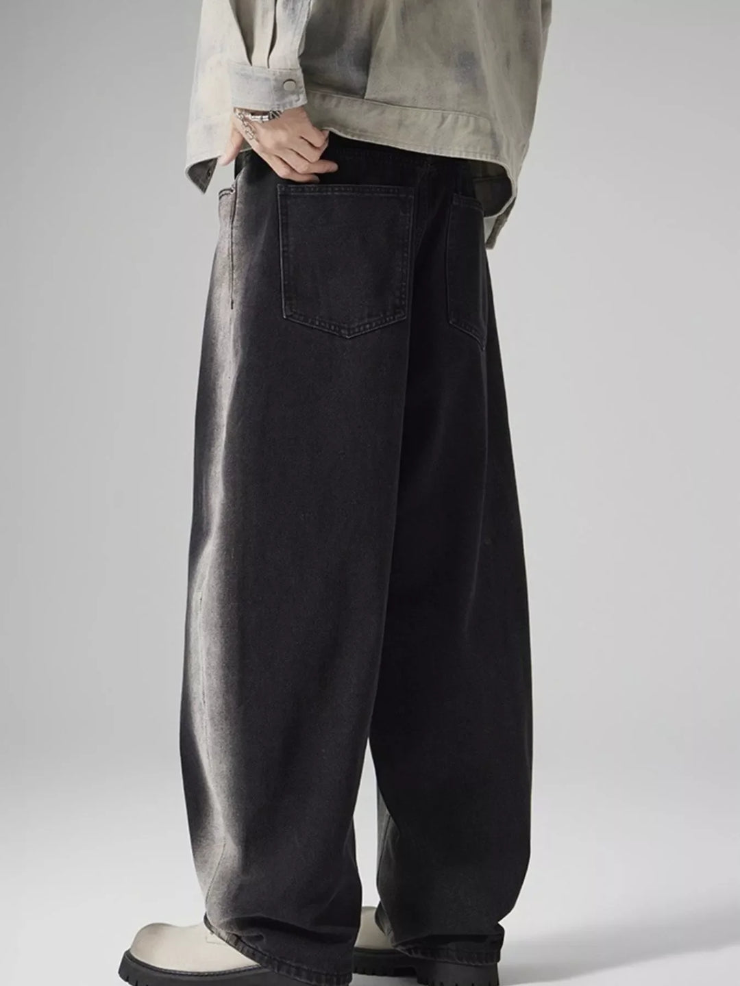 Men's Plus Size Washed Wide Leg Jeans