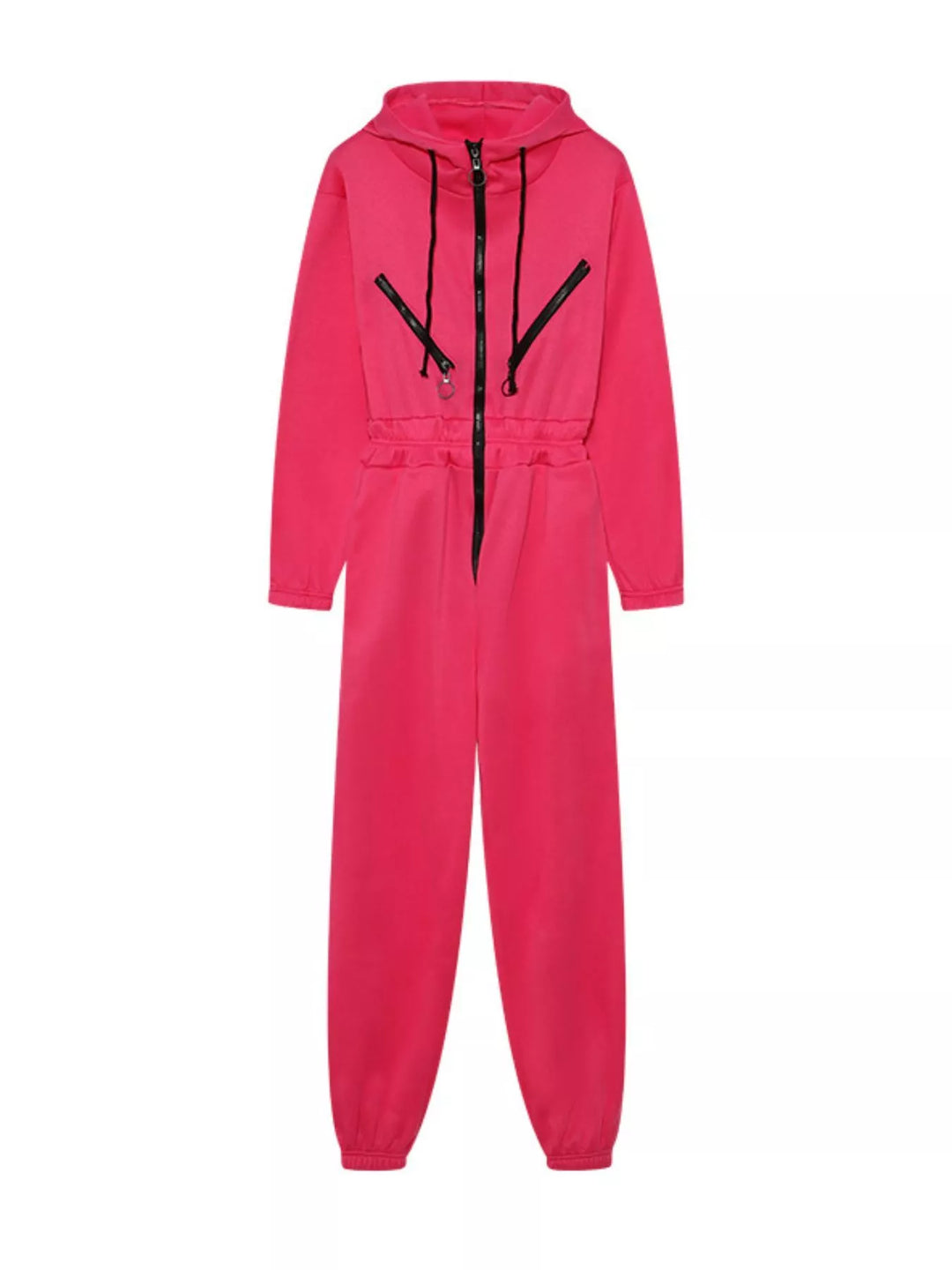 Hooded Zip-Up Long Sleeve Jumpsuit