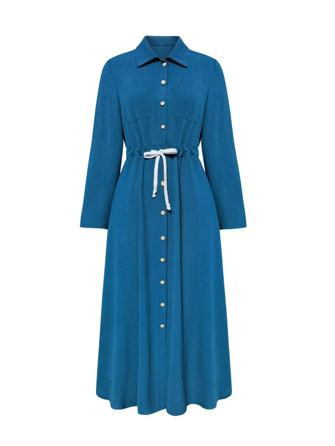 Button Front Midi Shirt Dress