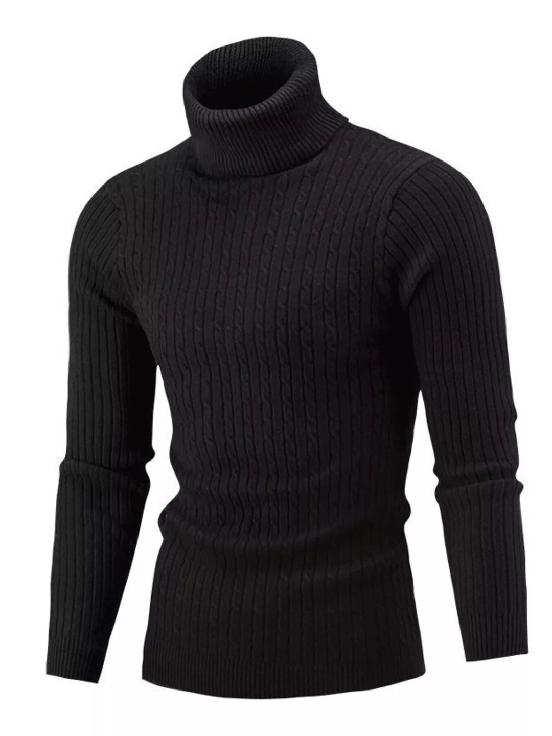 Men's Full Size Classic Cable Knit Turtleneck Sweater Plus Size