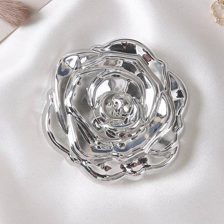 Portable Folding Mirror With Electroplated Rose Design