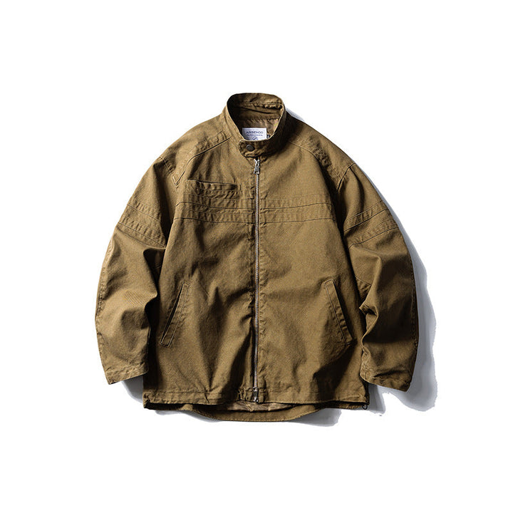 Personality Worn Looking Washed-out High Street Turn-down Collar Coat