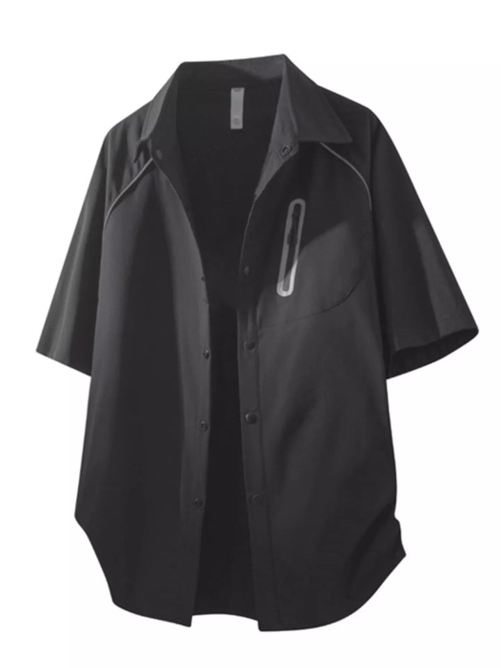 Men's Casual Short Sleeve Zipper Pocket Shirt