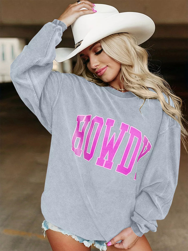 Full Size Howdy Round Neck Oversized Sweatshirt Plus Size
