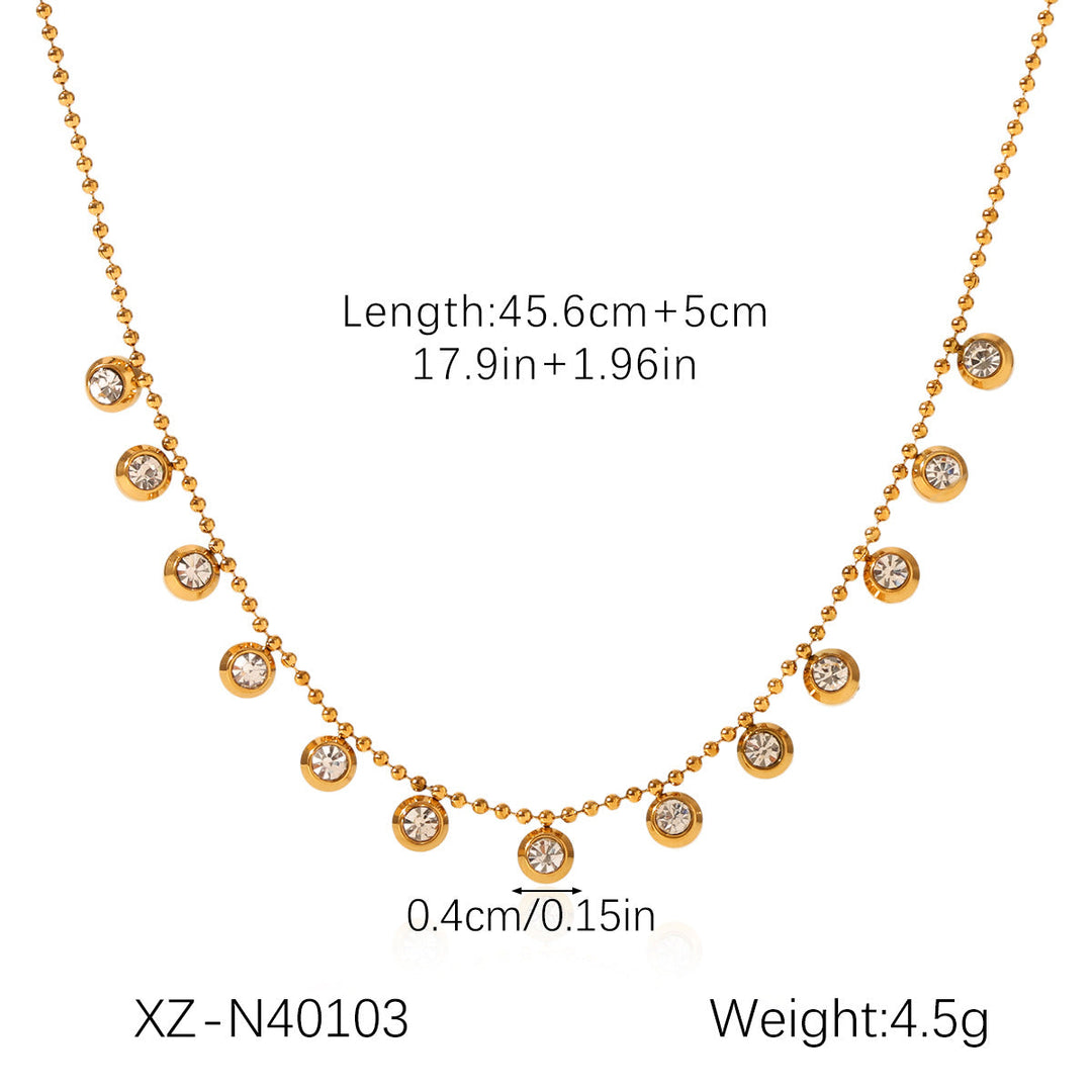18K Gold stainless Steel Zircon Necklace For Women European And American Style
