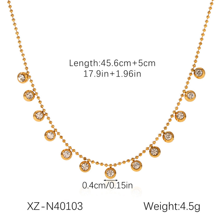 18K Gold stainless Steel Zircon Necklace For Women European And American Style