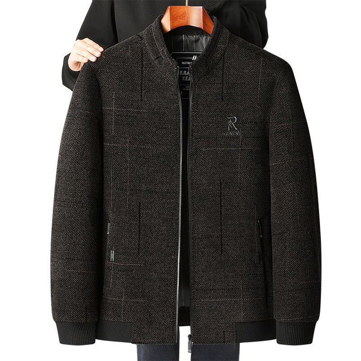 Men's Casual Jacket for Middle-Aged and Elderly Spring Autumn Loose Fit Solid Color