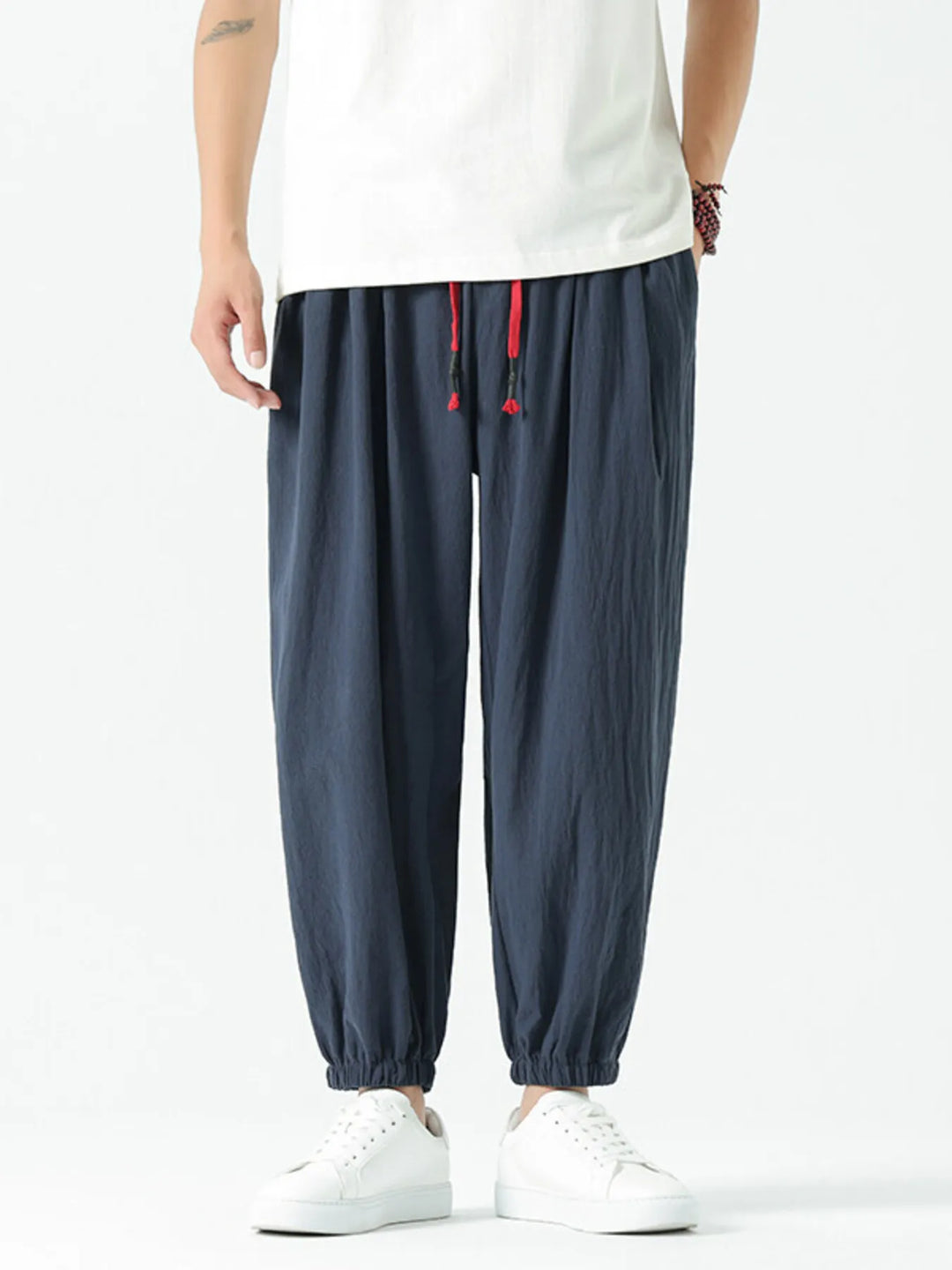 Men's Drawstring Wide Leg Relaxed Fit Pants