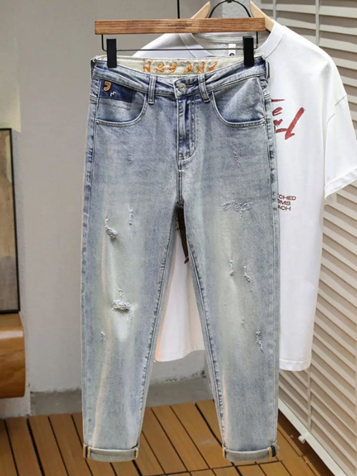 Men's Distressed Wide Leg Jeans
