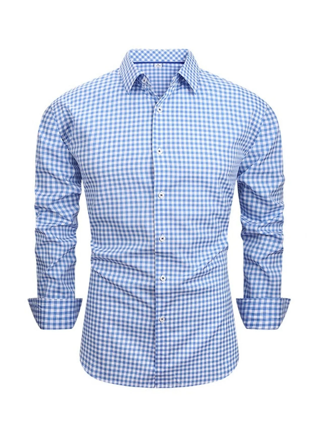 Men's Full Size Classic Fit Long Sleeve Gingham Shirt Plus Size