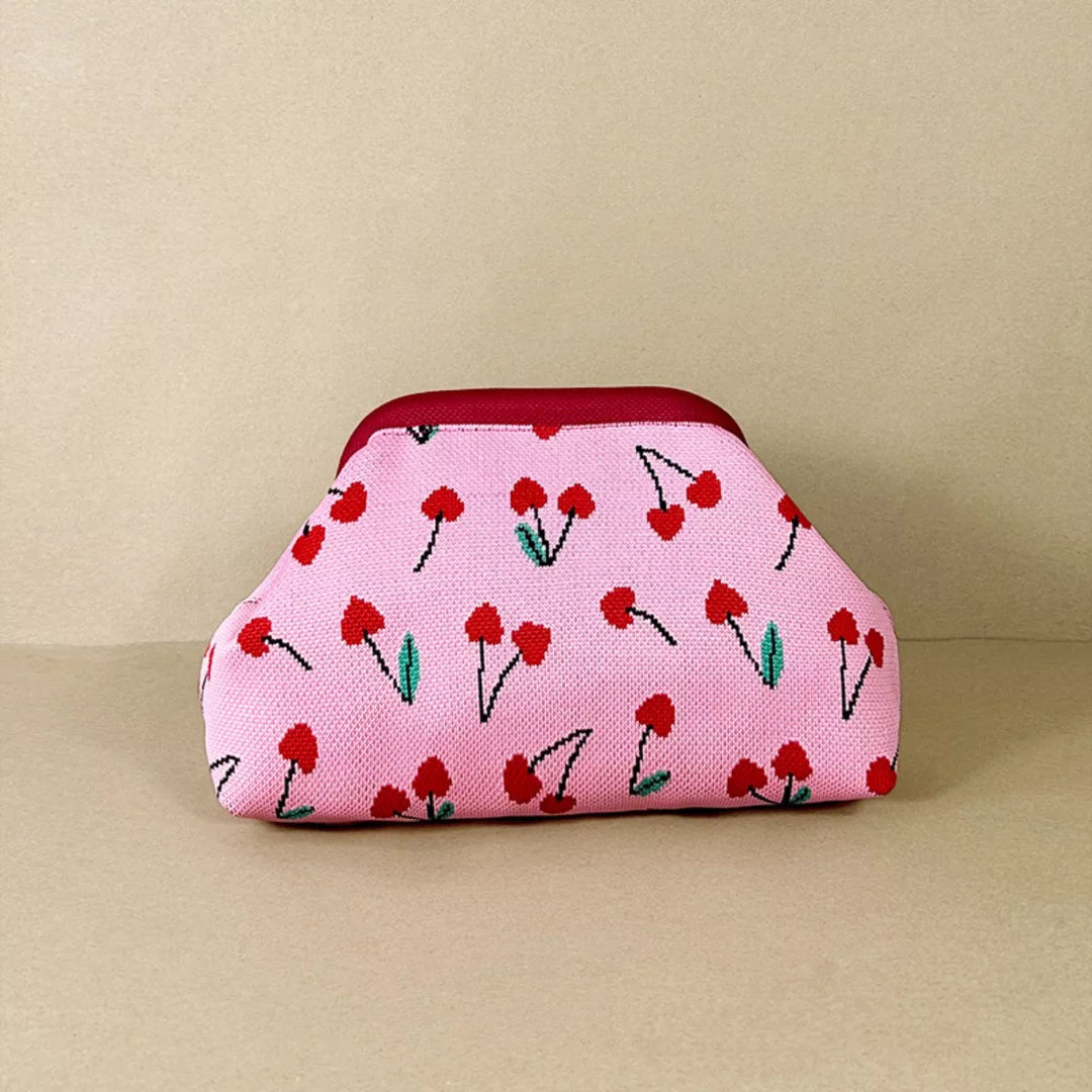 Portable Contrast Knit Clutch