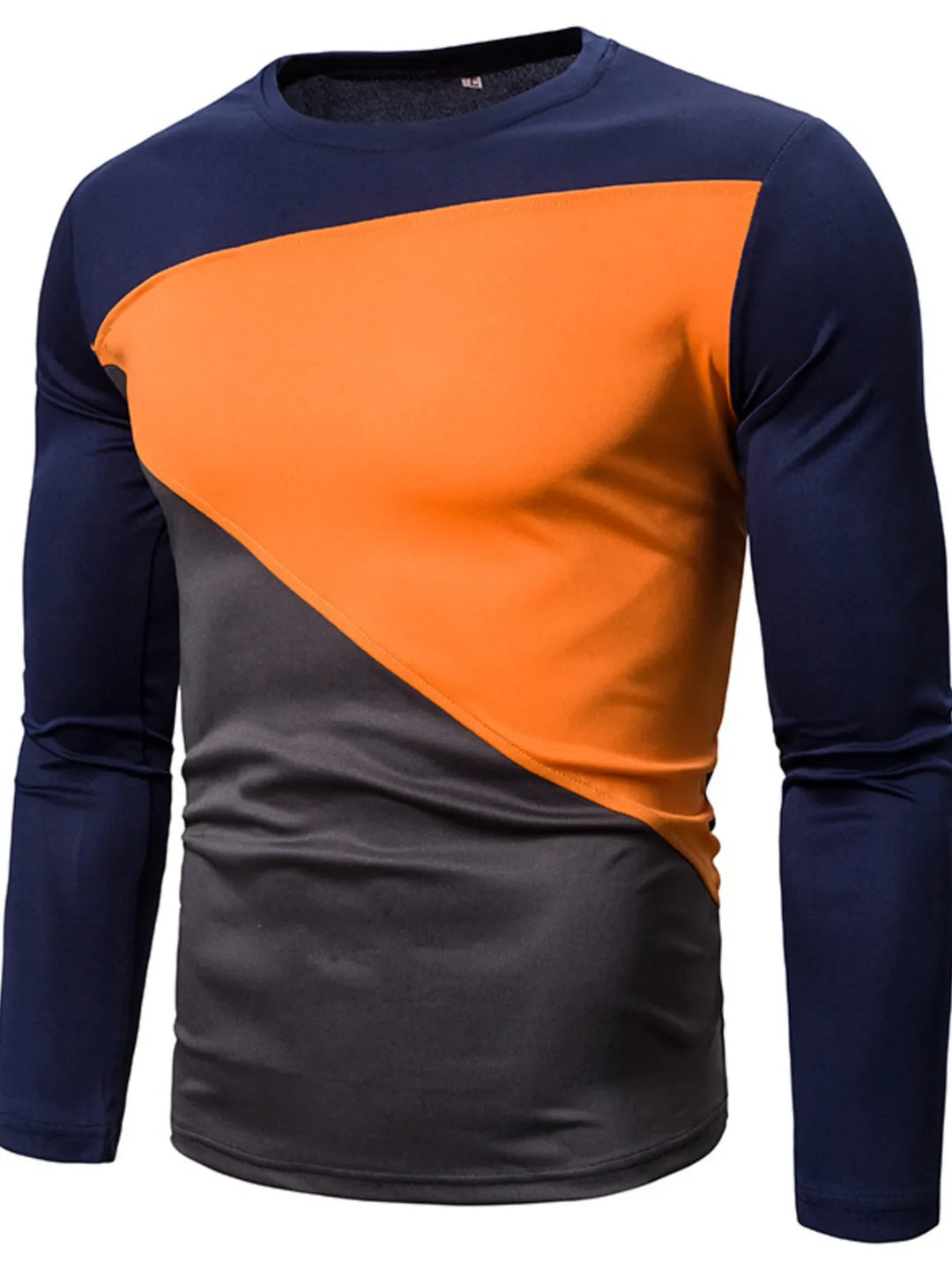Men's Full Size Color Block Long Sleeve T-Shirt Plus Size