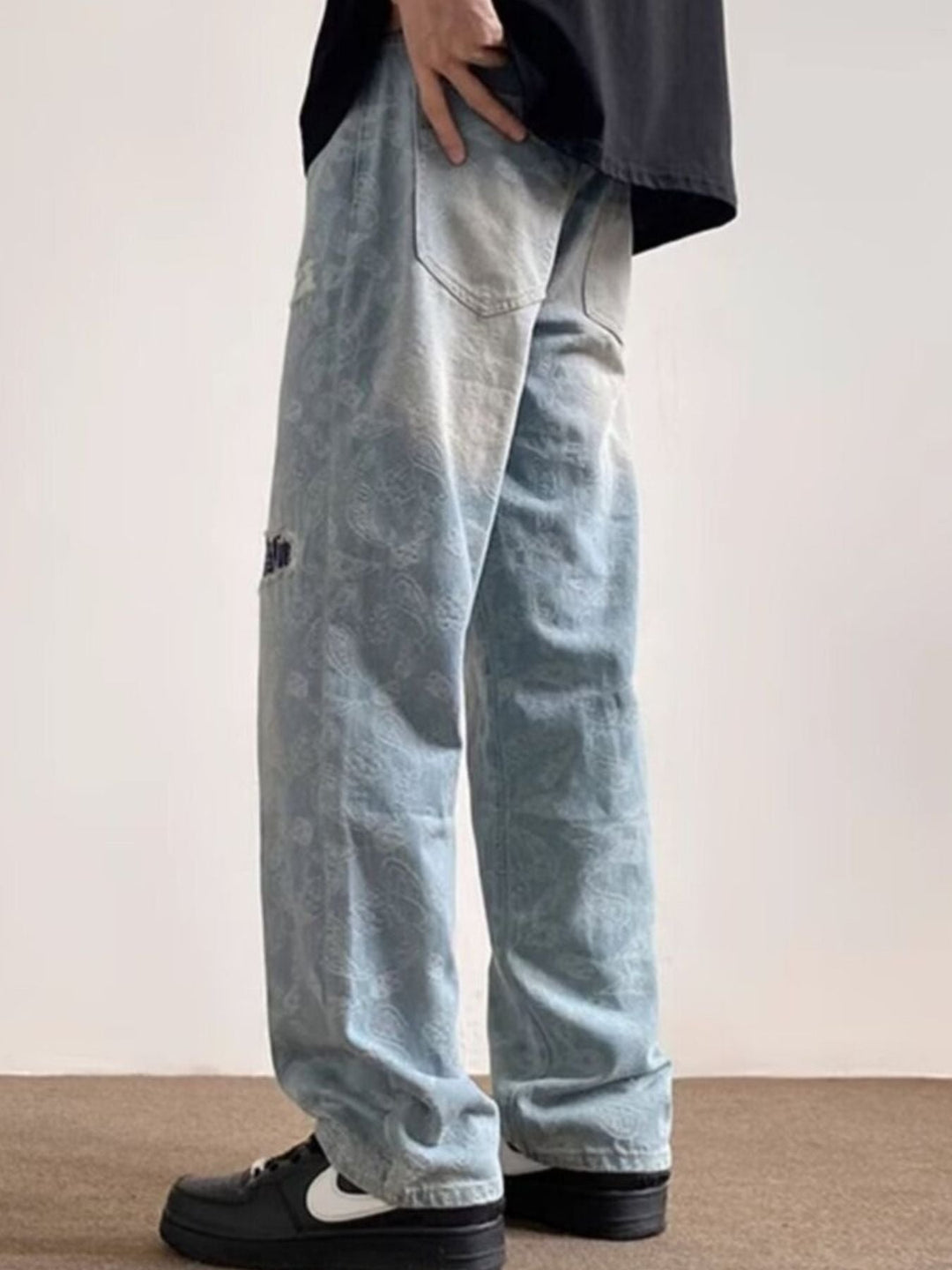 Men's Full Size Distressed Wide Leg Jeans Plus Size