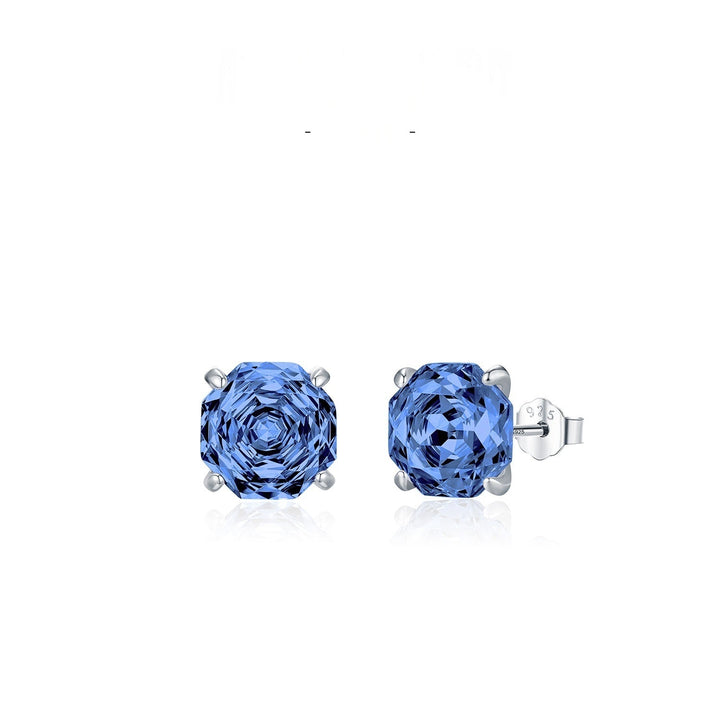 Basic Rose-cut Sparkling Diamond Stud Earrings Unisex Accessory