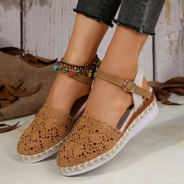 Floral Ankle Strap Espadrille Sandals