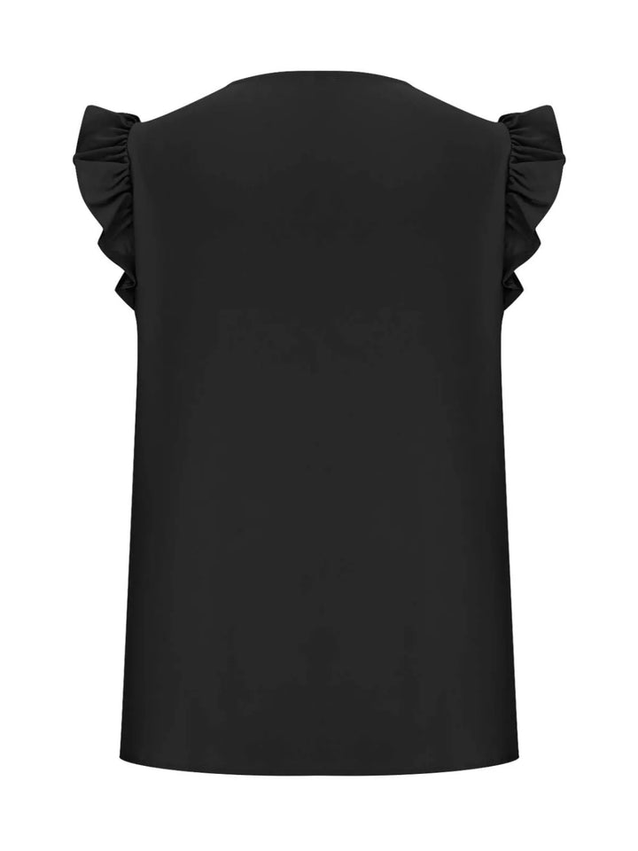 Lace Detail V-Neck Cap Sleeve Blouse