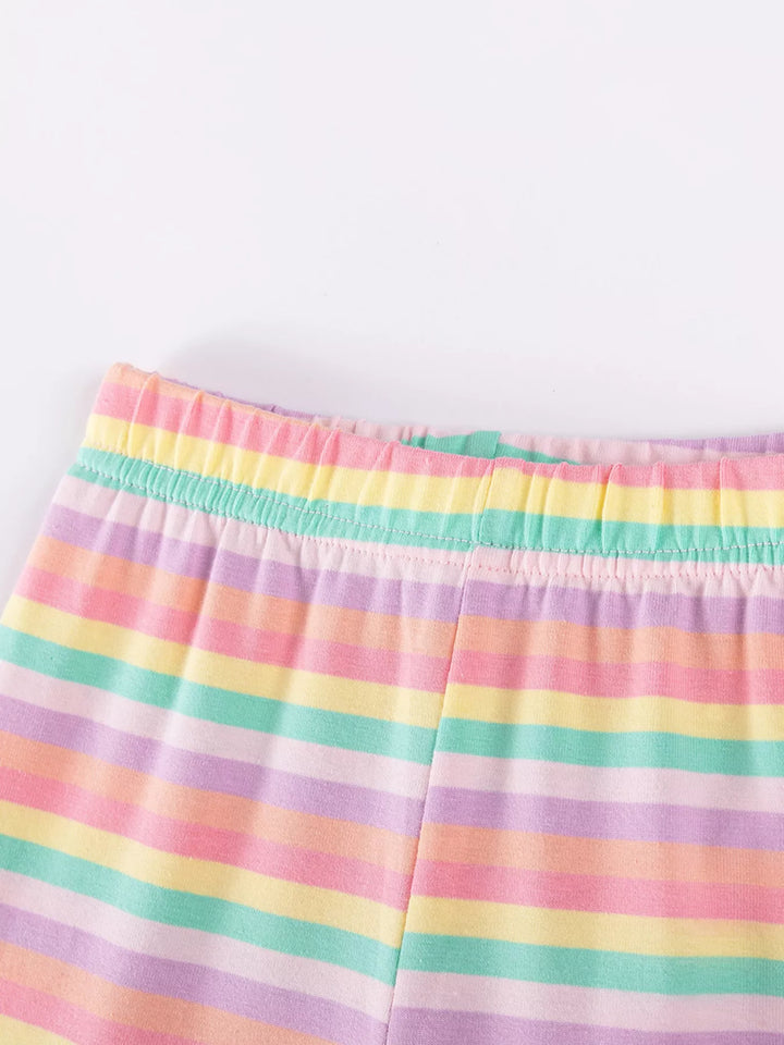 Children's Horse Applique Top & Rainbow Striped Pants Set