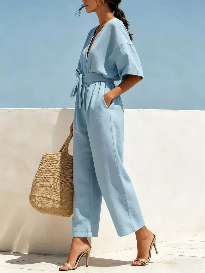 Tie Waist Wide Leg Jumpsuit