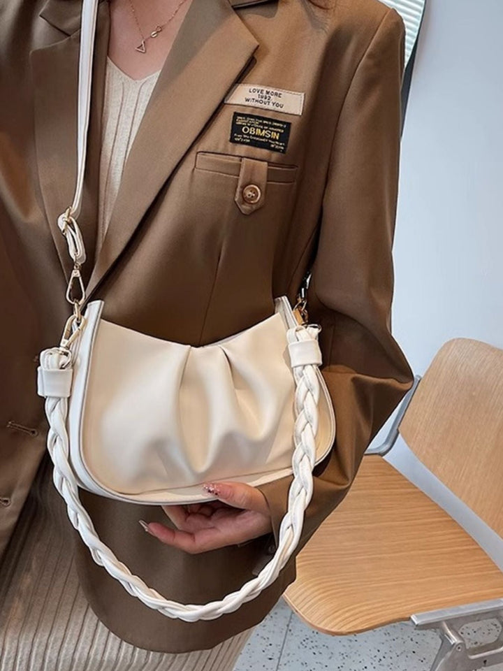 Ruched Braided Strap Crossbody Bag