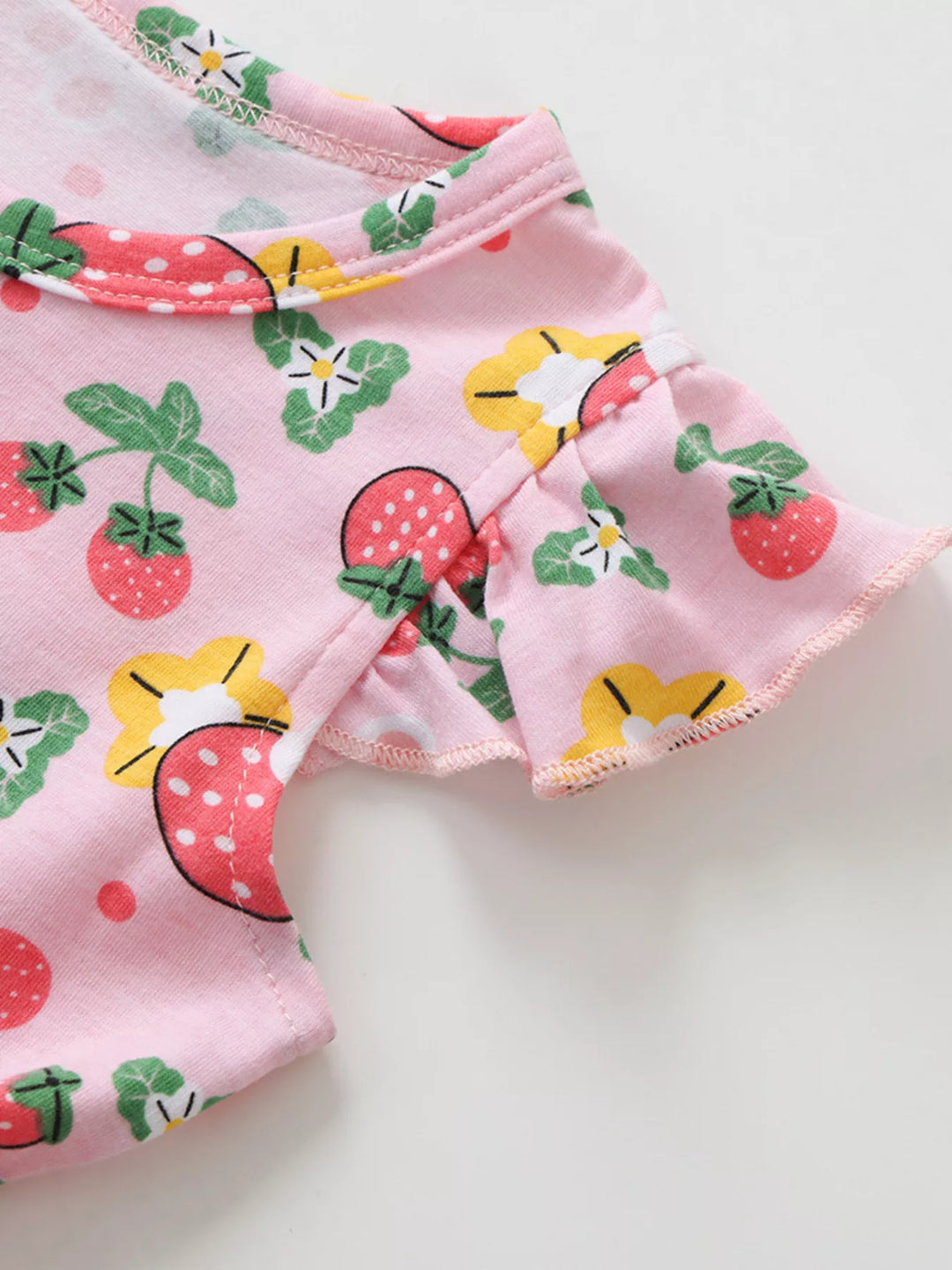Children's Strawberry Print Ruffle Sleeve Dress