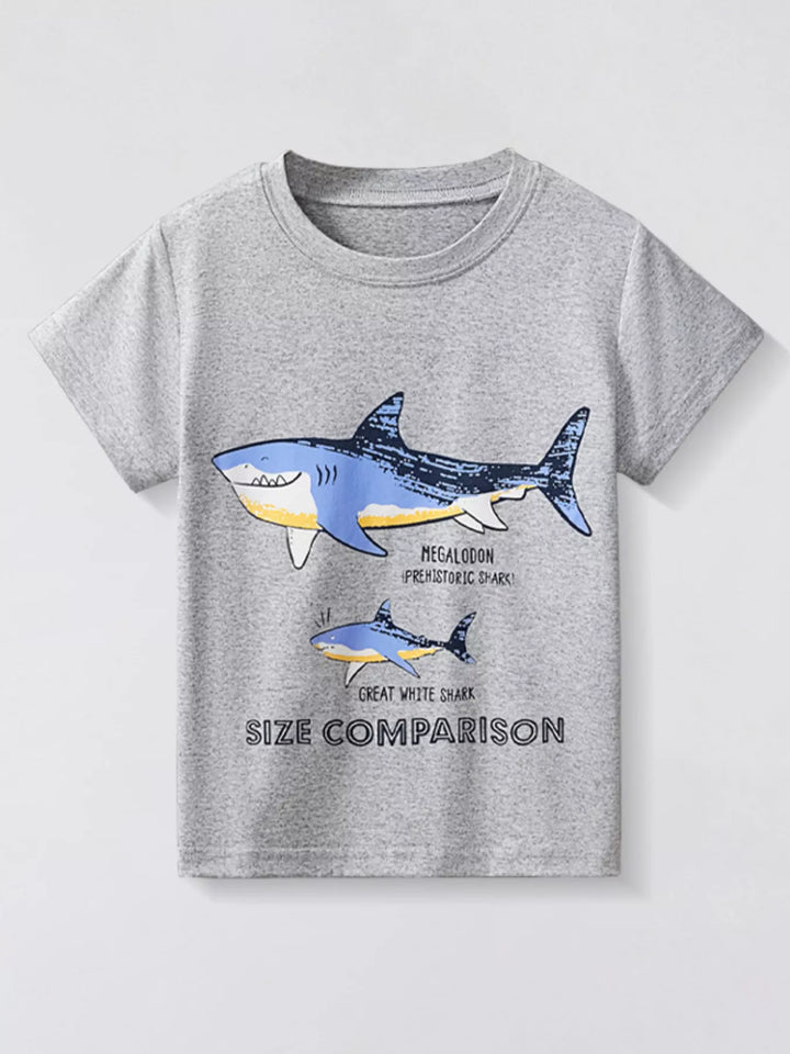 Children's Shark Size Comparison Graphic T-Shirt