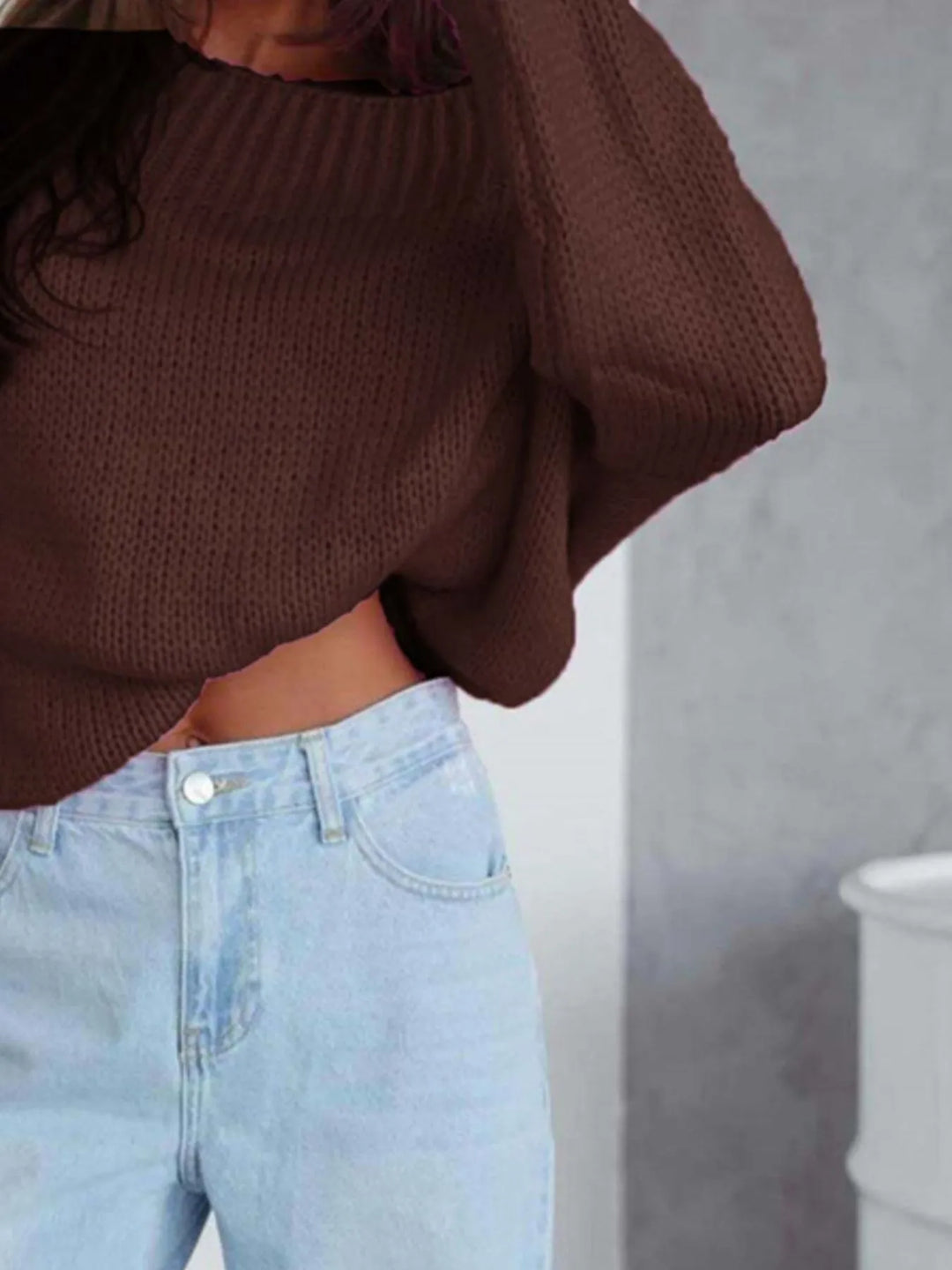 Boat Neck Drop Shoulder Sweater