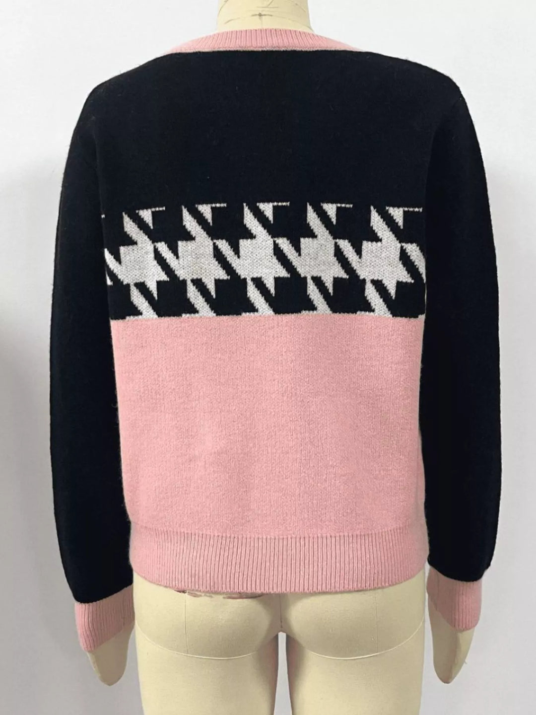 Color Block Houndstooth Sweater
