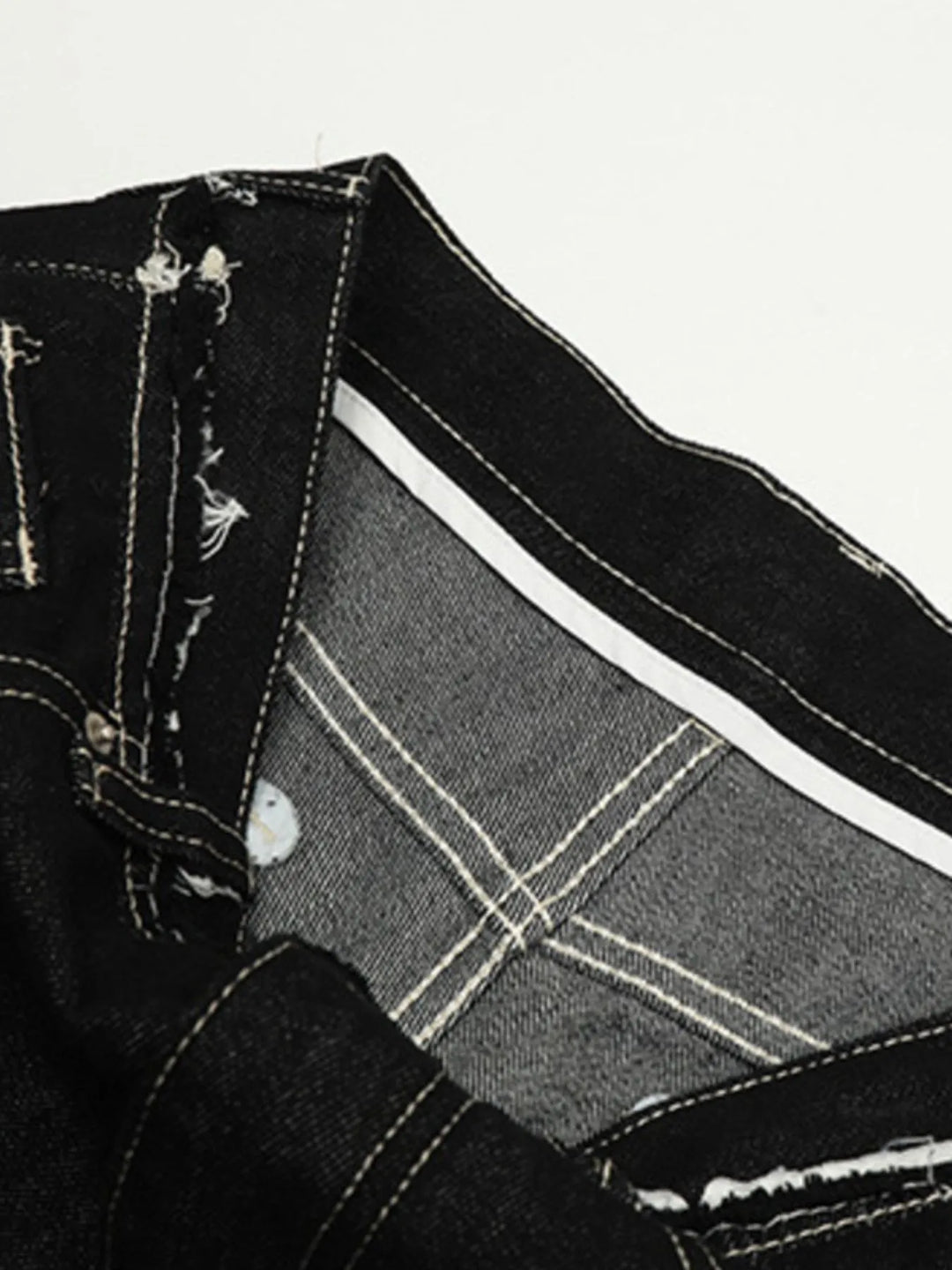 Men's Washed Frayed Hem Cuff Jeans