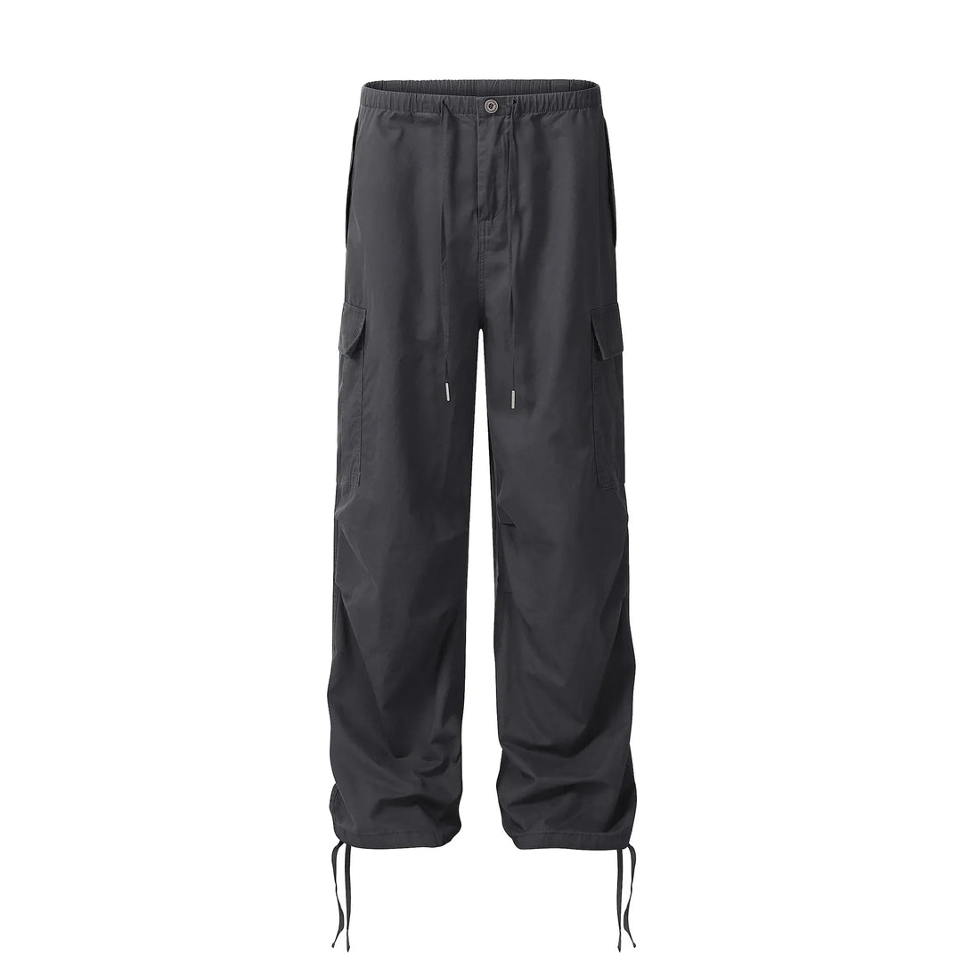 Men's Casual Drawstring Cargo Pants with Multiple Pockets