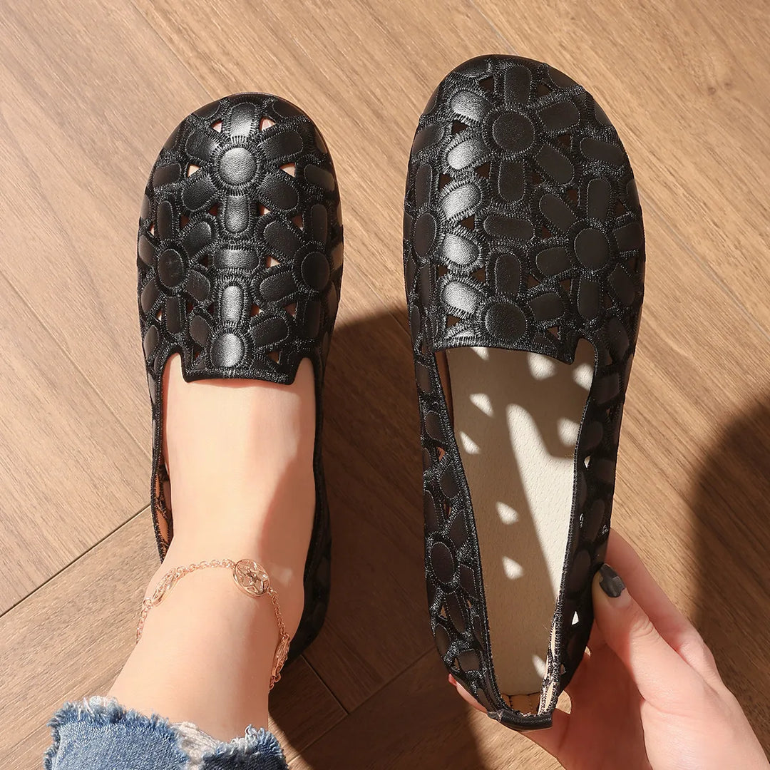 Cutout Round Toe Slip-Ons
